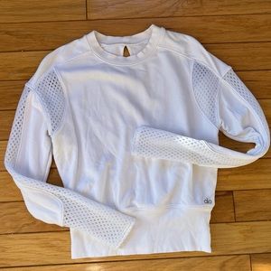 ALO Mesh cut out white sweater